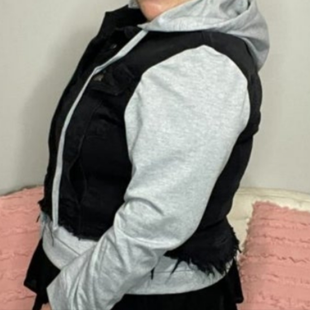 Risen Layered Terry Hoodie Denim Jacket - Picture 6 of 10